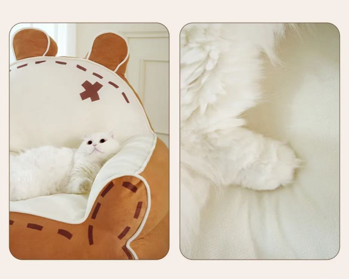 "Bear-Themed Pet Furniture by PawsCube | Washable Sofa for Dogs/Cats, Blends with Any Home Decor Style!"